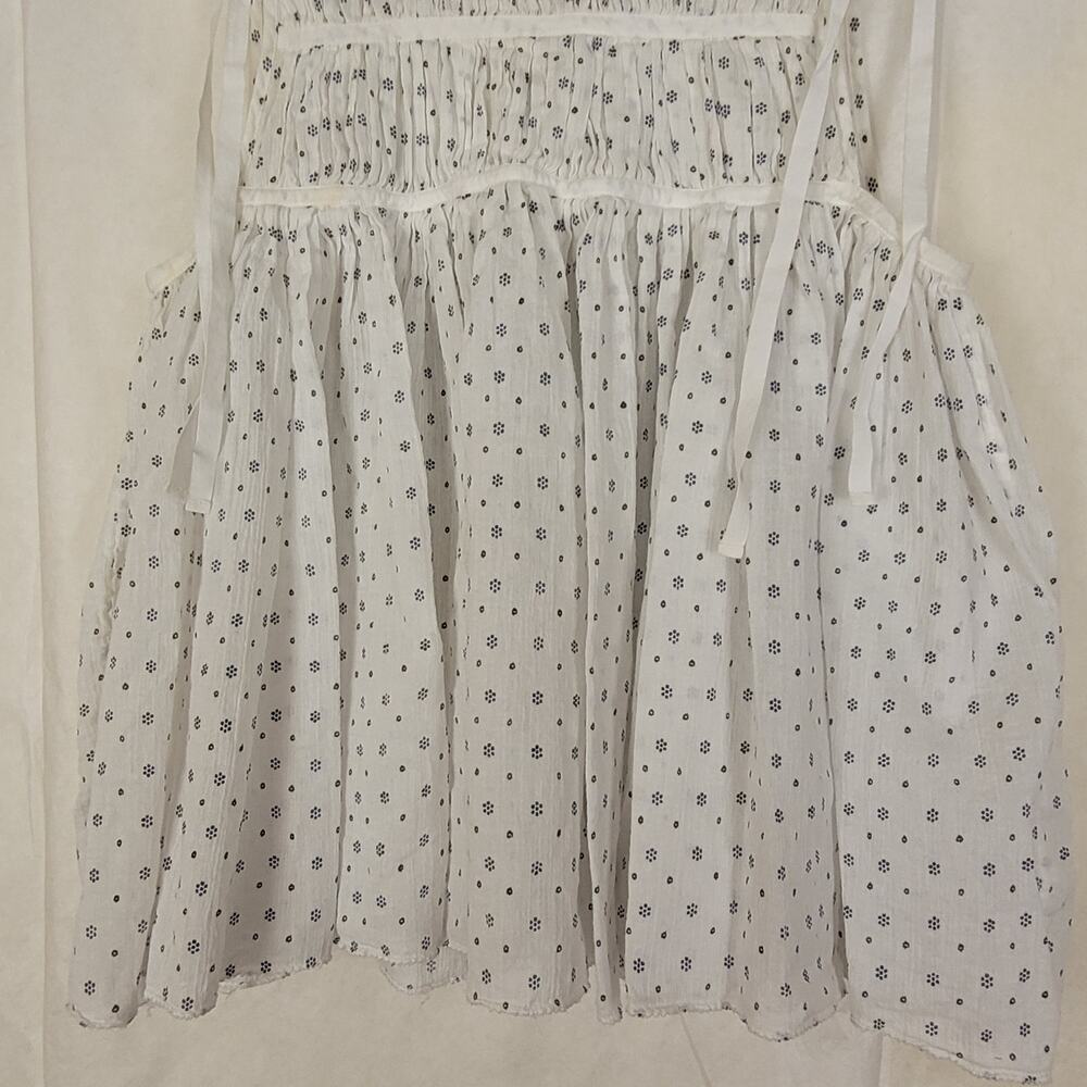 Ulla Johnson white blue ditzy print tie back babydoll top Size 4 Boho Feminine - Picture 8 of 10